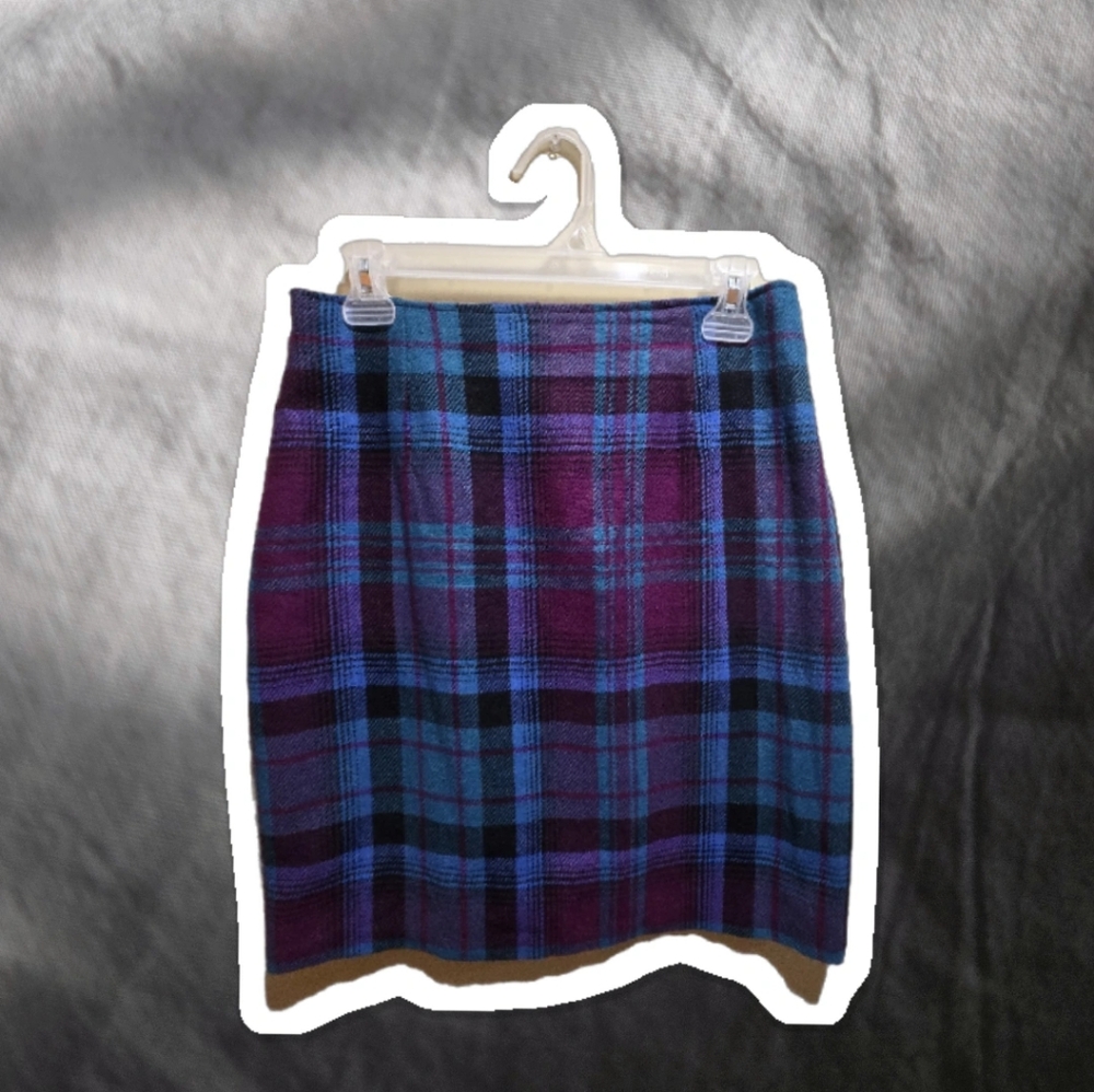 Vintage Wool Blend Plaid Skirt
